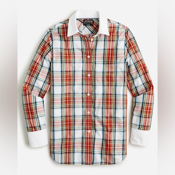 NWT J. Crew Classic-fit cotton poplin shirt in Snowy‎ Stewart tartan size 20